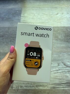 Pink Smartwatch with Rose Gold Case – Fitness & Notifications